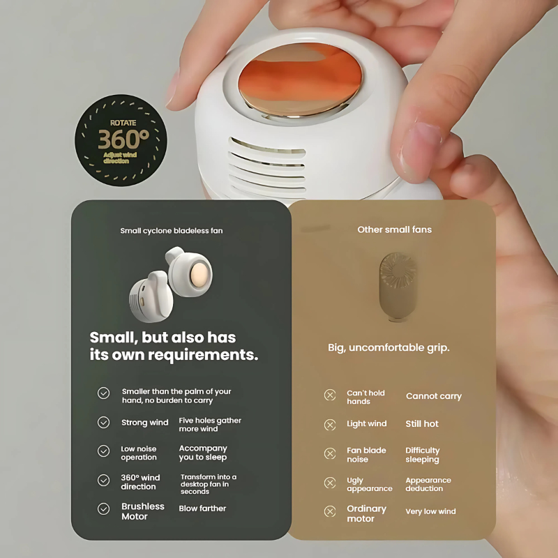 ClipFan - Mini Genopladelig Hals Og Talje Klips Ventilator