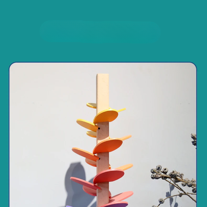 Kletshuts™ MarbleTower: Interaktiv Regnbue Marmor Træ Tårn Børn Legetøj