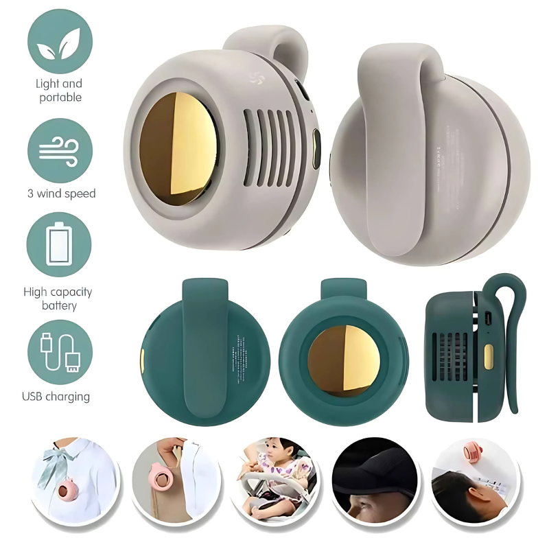 ClipFan - Mini Genopladelig Hals Og Talje Klips Ventilator