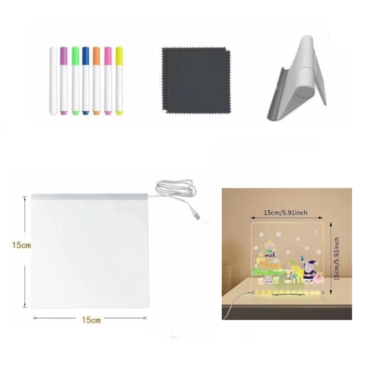 Kletshuts™ NoteBoard: LED-Lampe Akryl Note- Og Tegnebræt