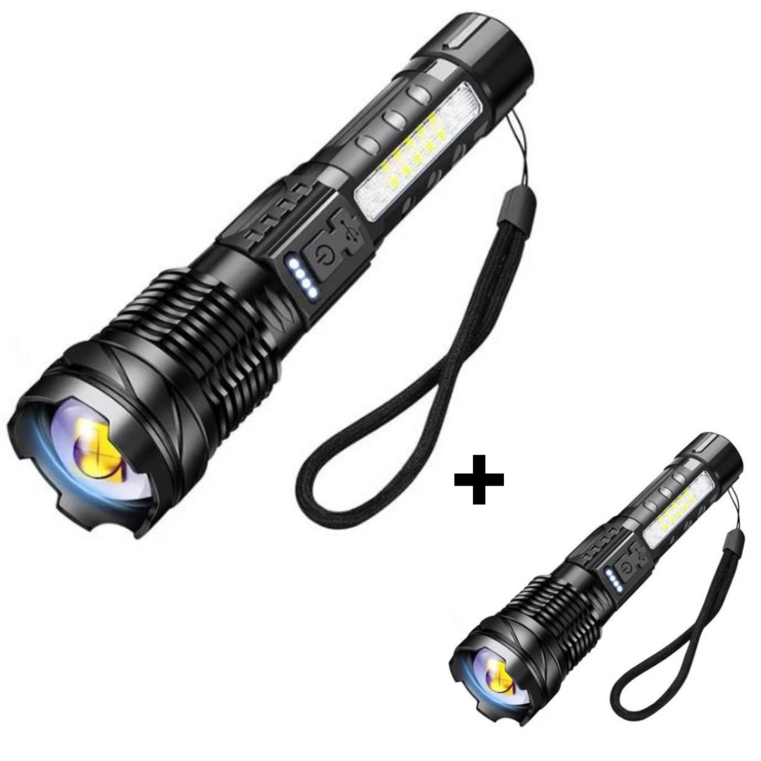 SuperFlashlight 1+1 GRATIS - Multifunktionel Genopladelig Lommelygte