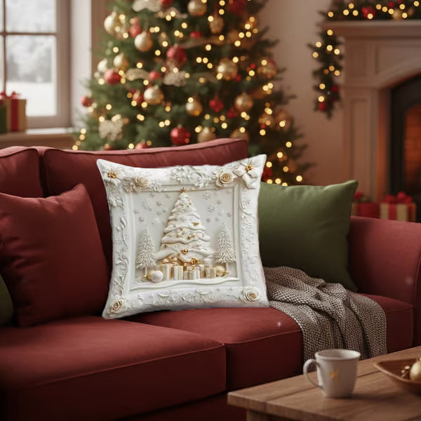 ChristmasCovers – Præmie Elegant Hvid Pude Jule Betræk