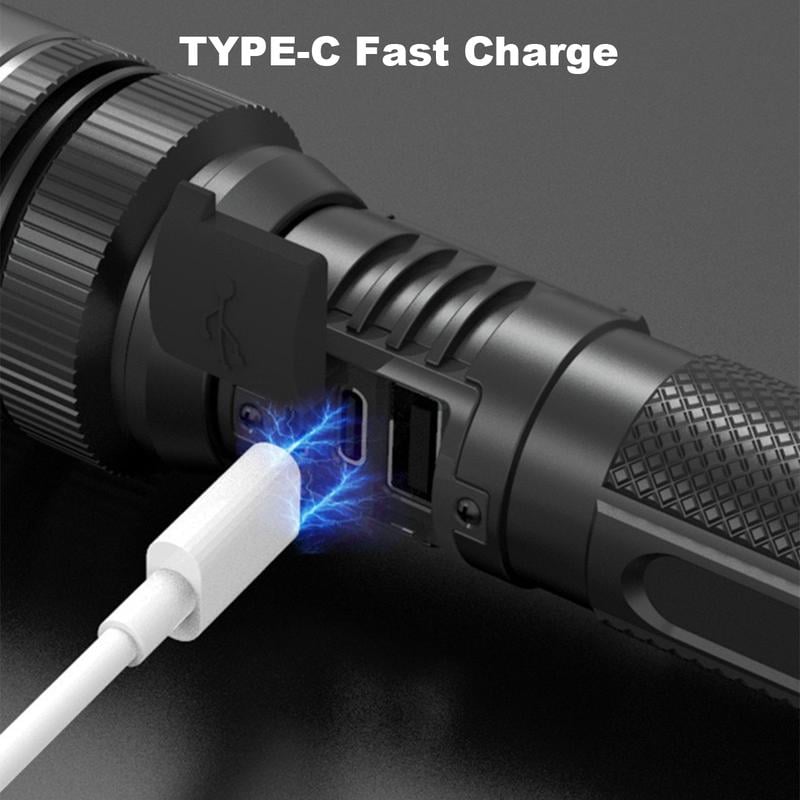 Ledsen™ AdjustableFlashlight: Ultrabright Genopladelig Lommelygte Med Justerbar Stråle