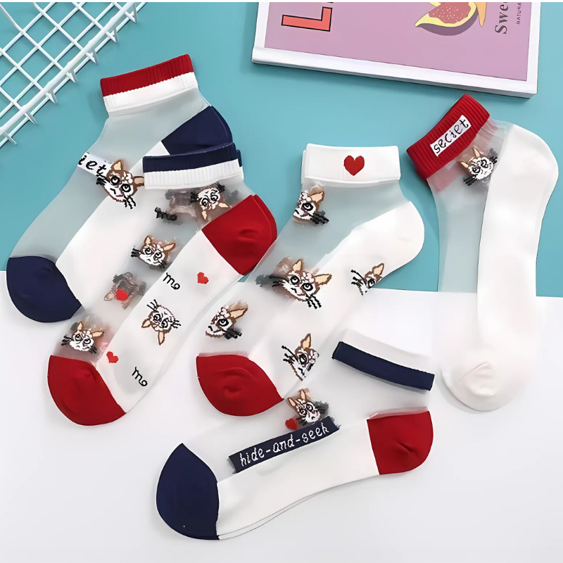 Happy™ MeshSocks: Åndbar Komfortabel Sjov Design Mesh Ankelsokker