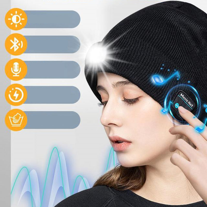 Icone™ MultiBeanie: Multifunktionel LED-Lys Og Bluetooth Varm Hue