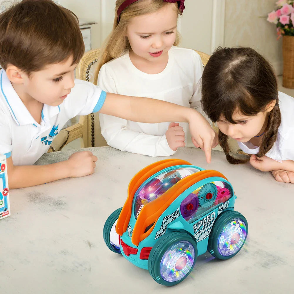 Kletshuts™ CarToy: Farverig Lys Musik Elektrisk Stunt Lastbil 360° Roterende Legetøj Bil