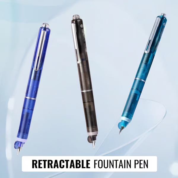 FountainPen - Indtrækkelig Og Genopfyldelig Fyldepen Med Blækpatroner