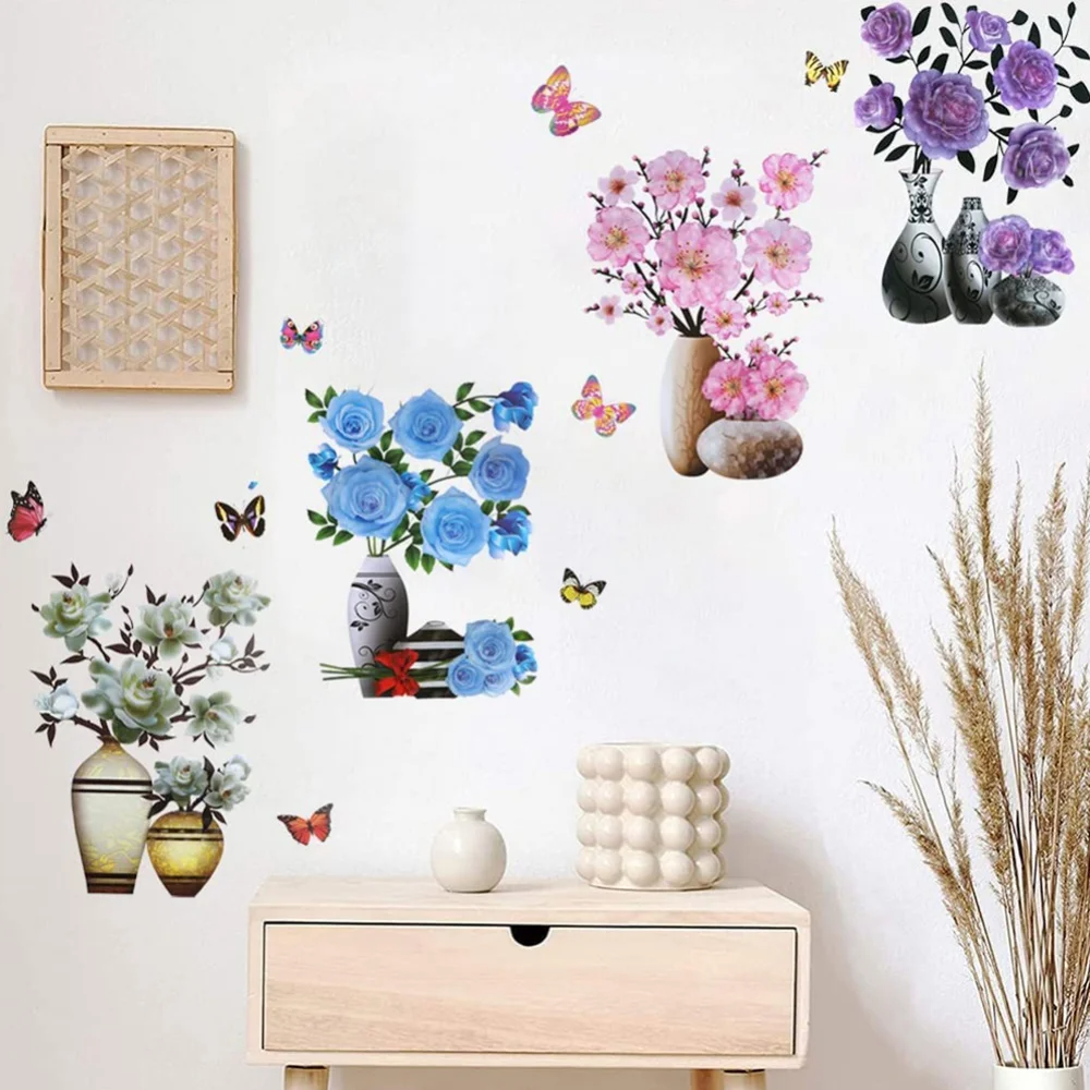 FloralSticker 2+2 GRATIS: Elegant Hus Indretning Selv Klæbende Blomster Klistermærker