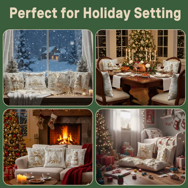 ChristmasCovers – Præmie Elegant Hvid Pude Jule Betræk