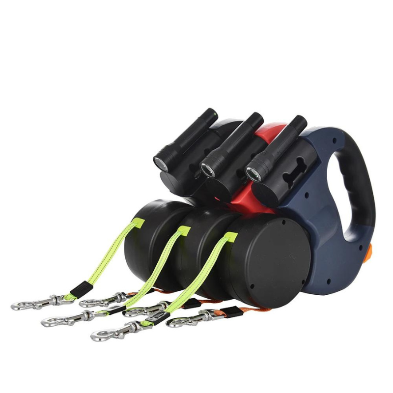 DogFri™ DoubleLeash: LED-Lys Dobbelt Hoved Indtrækkelig Hundesnor