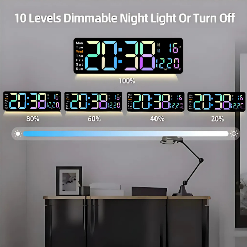 Globetrek° DigitalClock: Stor LED Skærm Display Digital Ur