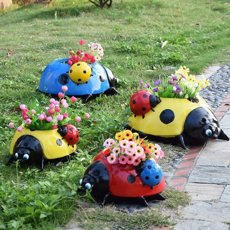 LadybugPot 1+1 GRATIS: Farverig Mariehøne Blomst Potte