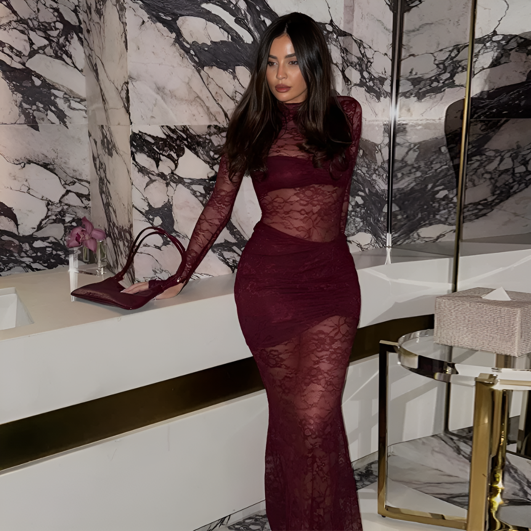 Icone™ LaceDress: Sexet Pasform Behagelig Rund Hals Blonderkjole