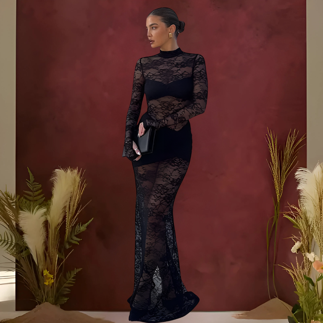 Icone™ LaceDress: Sexet Pasform Behagelig Rund Hals Blonderkjole