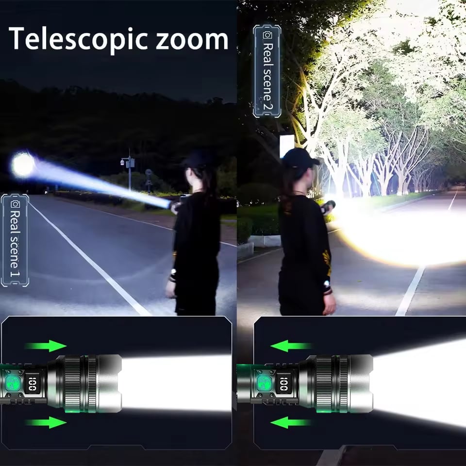 Ledsen™ AdjustableFlashlight: Ultrabright Genopladelig Lommelygte Med Justerbar Stråle
