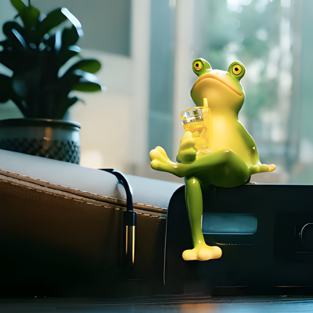 GardenOrnament: Sød Frø Dekoration Hængende Potte Kant Have Ornament