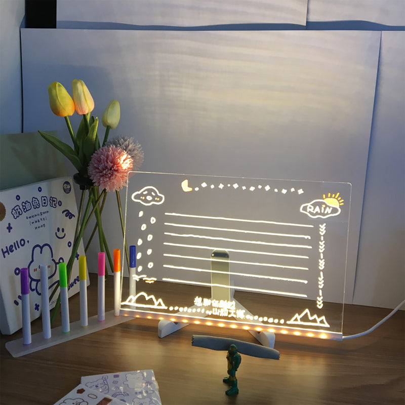 Kletshuts™ NoteBoard: LED-Lampe Akryl Note- Og Tegnebræt