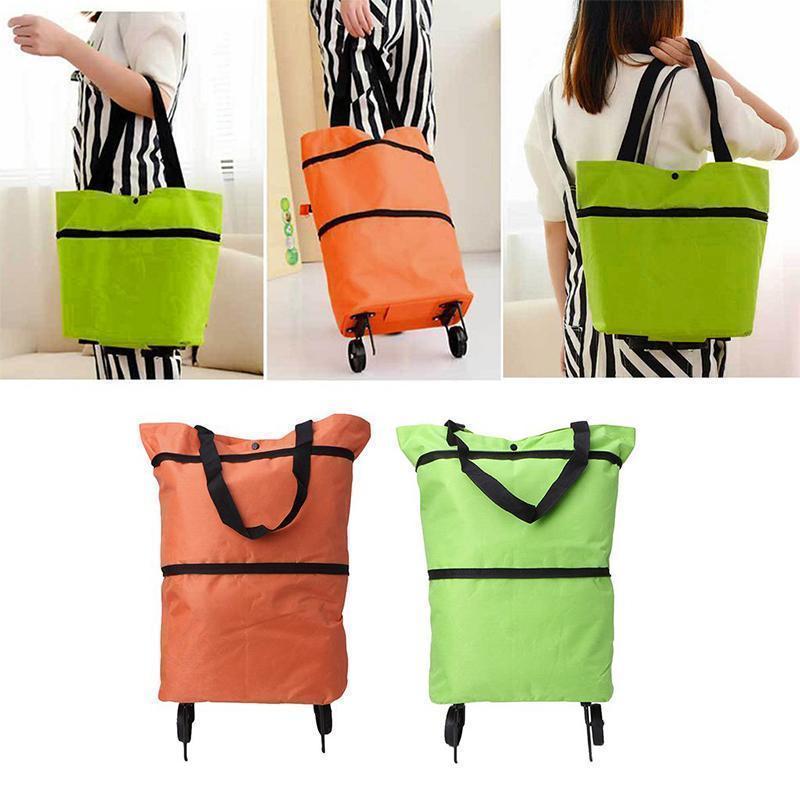 Icone™ GroceryBag 1+1 GRATIS: Stor Kapacitet Indkøbspose Med Foldbare Hjul