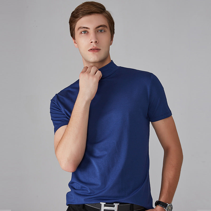 Icone™ FitShirt 1+1 GRATIS: Herres Smal Pasform Høj Hals Afslappet Skjorte