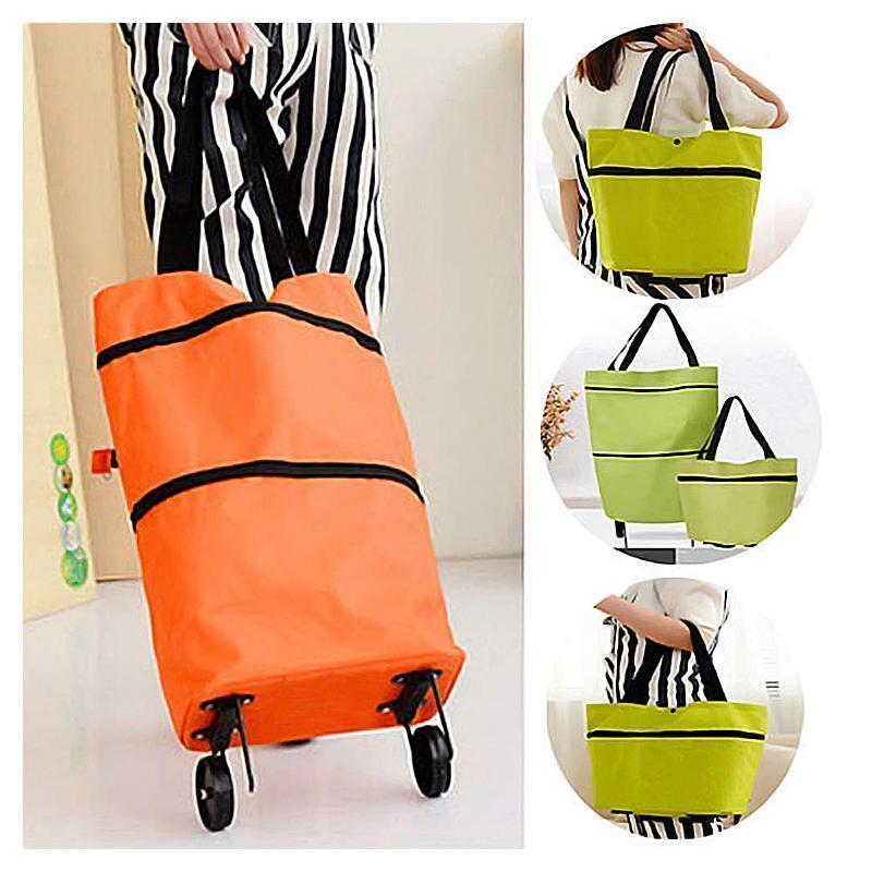 Icone™ GroceryBag 1+1 GRATIS: Stor Kapacitet Indkøbspose Med Foldbare Hjul