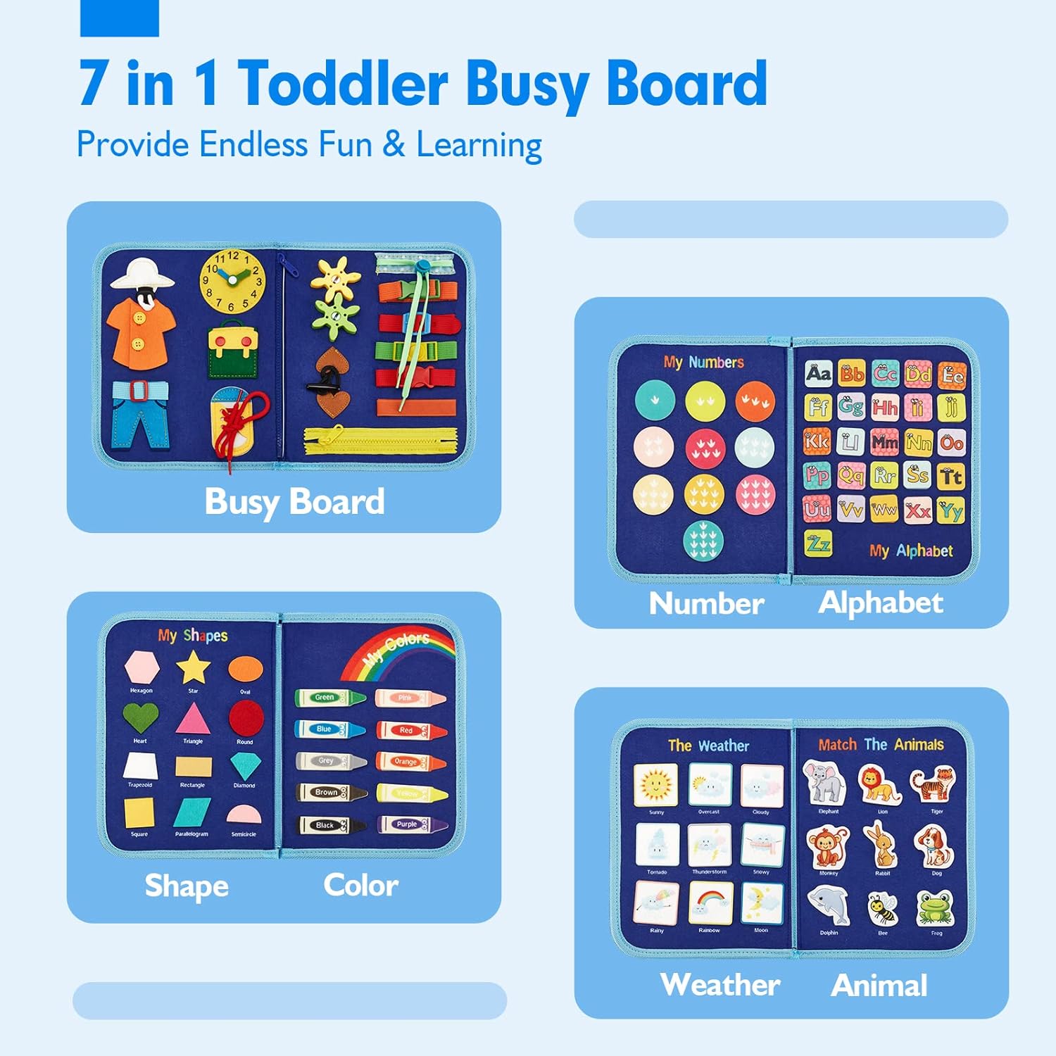 Kletshuts™ BusyBoard: Sensoriske Finmotoriske Færdigheder Montessori Pædagogisk Busy Board