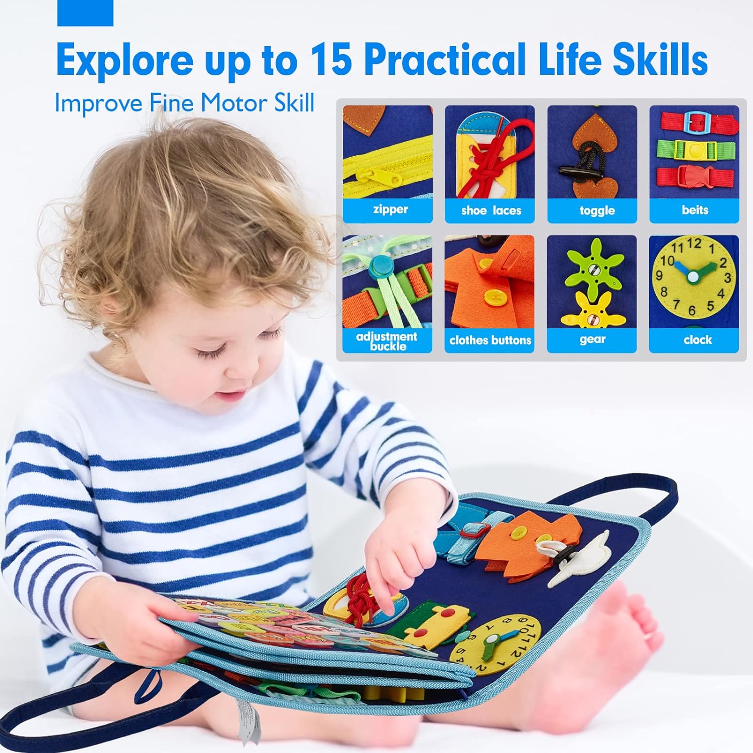 Kletshuts™ BusyBoard: Sensoriske Finmotoriske Færdigheder Montessori Pædagogisk Busy Board