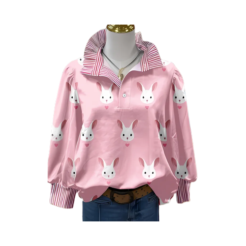 Icone™ FormalBlouse: Stilfuld Langærmet Unik Print Formel Bluse