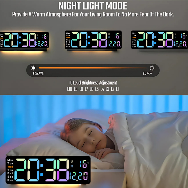 Globetrek° DigitalClock: Stor LED Skærm Display Digital Ur