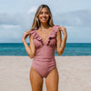 Icone™ ElegantSwimsuit: Elegant Plisseret Design Med V-Hals Mavekontrol Badedragt