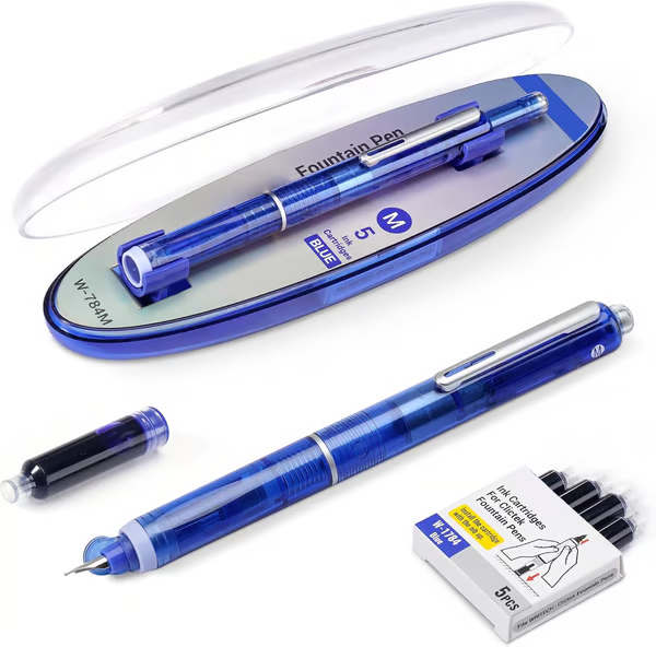 FountainPen - Indtrækkelig Og Genopfyldelig Fyldepen Med Blækpatroner
