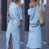 Icone™ FashionSet: Stilfuld Off-Shoulder Top Og Denimnederdel