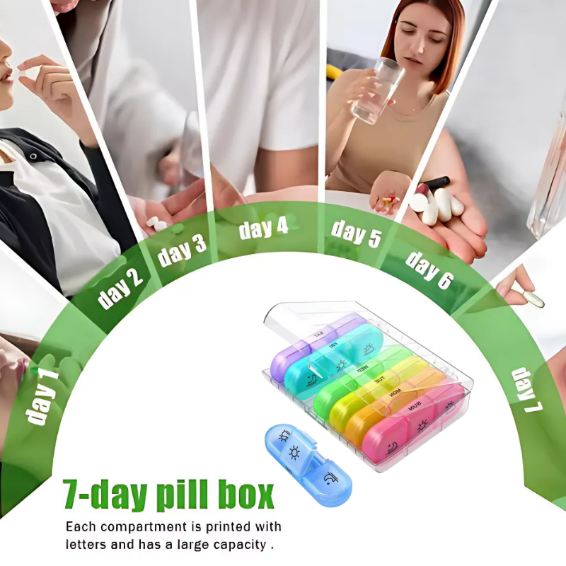 PillOrganizer 1+1 GRATIS: Bærbar Pilleorganisator Daglig Og Ugentlig Medicinopbevaring