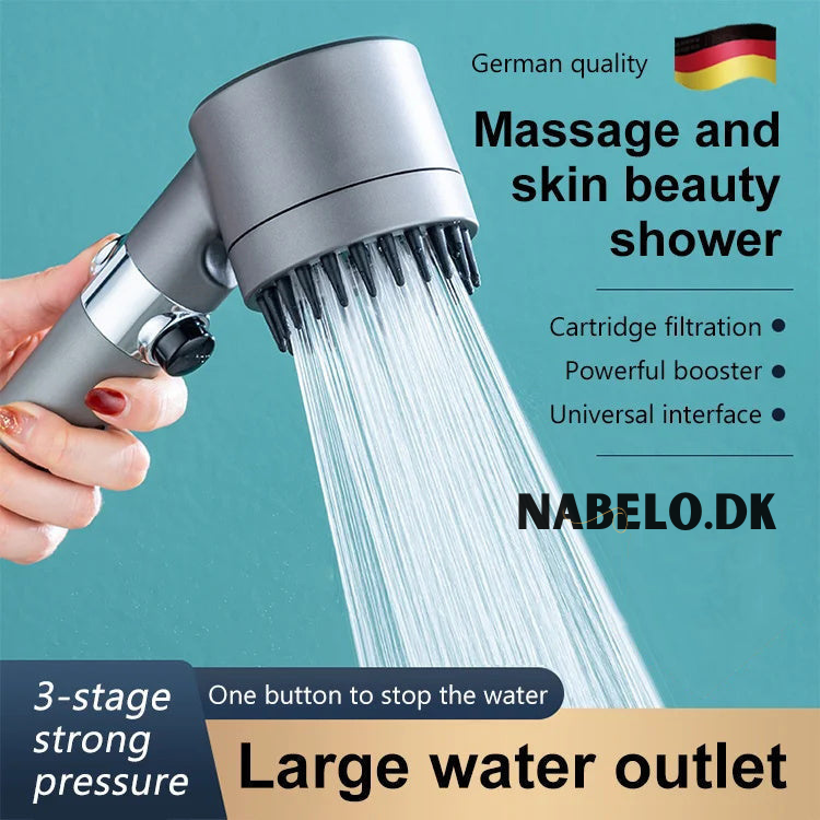 Borhe® Shower - 4 i 1 Multifunktionelt Brusehoved Til Massage Og Hudpleje