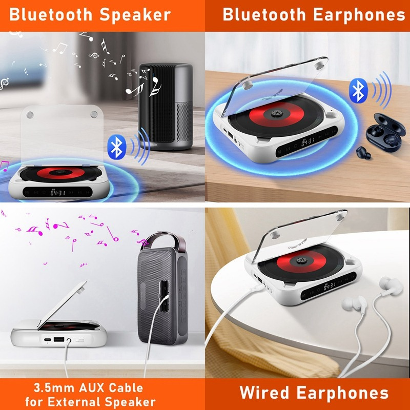 CDPlayer: Bærbar Bluetooth Og Kablet CD-Afspiller
