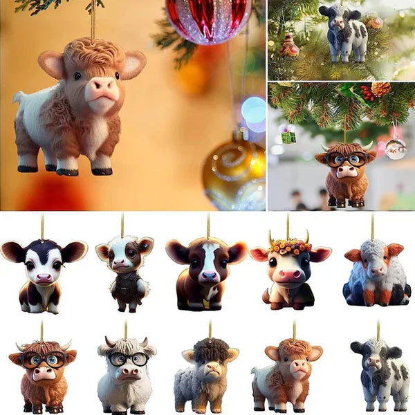 CowDecor - Tegneserie Ko Jul Træ Udsmykning