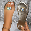 Happy™ RhinestoneSandals: Flade Sandaler Til Kvinder Med Funklende Rhinsten