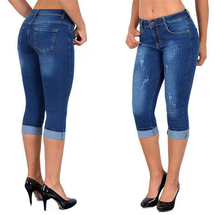 Icone™ KneeDenim: Strækbare, Stilfulde Denimbukser I Knælængde