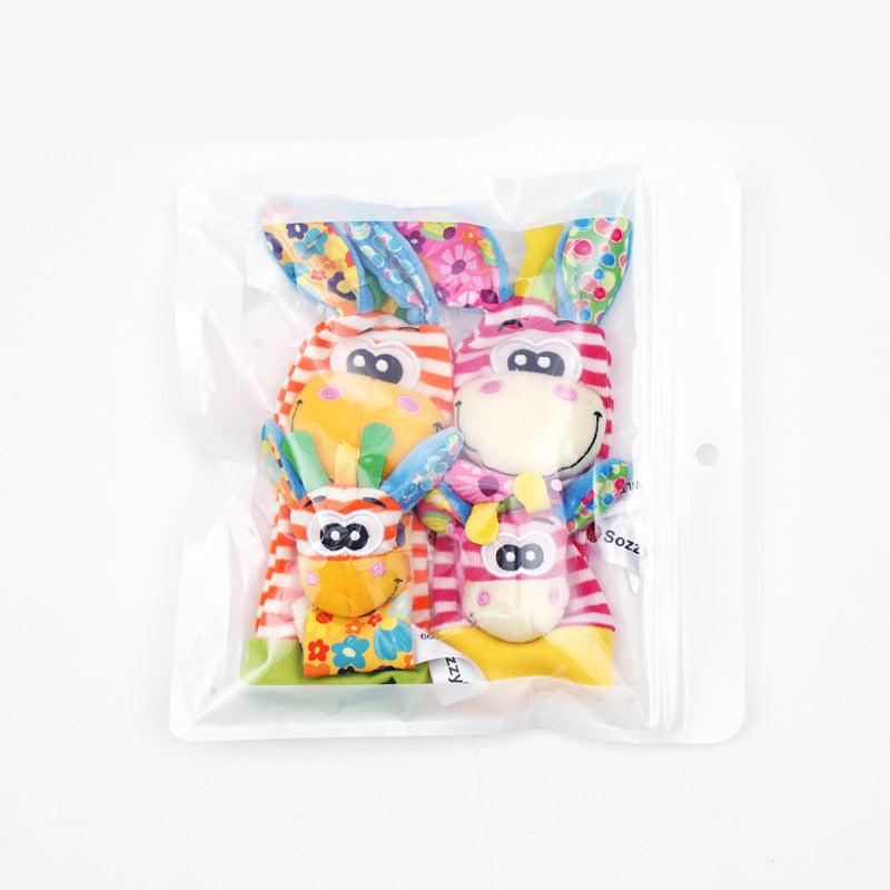 Kletshuts™ RattleToy 1+1 GRATIS: Bløde Dyr Baby Håndled Og Fod Sokker Rangle Legetøj Sæt