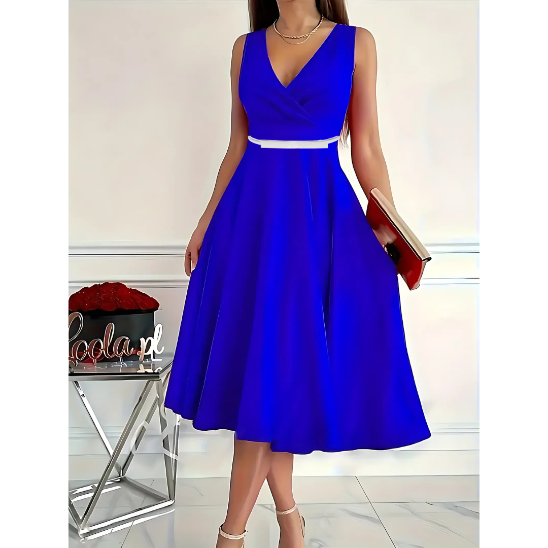 Icone™ ElegantDress: V-hals Elegant Damekjole Med Bælte