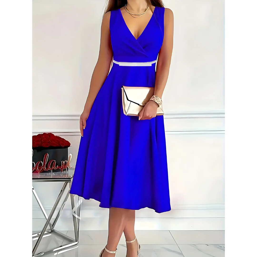 Icone™ ElegantDress: V-hals Elegant Damekjole Med Bælte