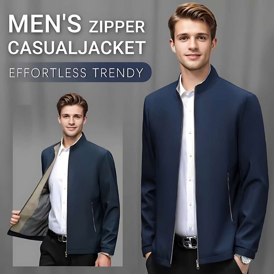 Icone™ CasualJacket: Stående Krave Casual Lynlås Jakke Til Mænd