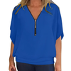 Icone™ LooseBlouse: Komfortabel V-Hals Med Lynlås Løs Bluse Til Kvinder