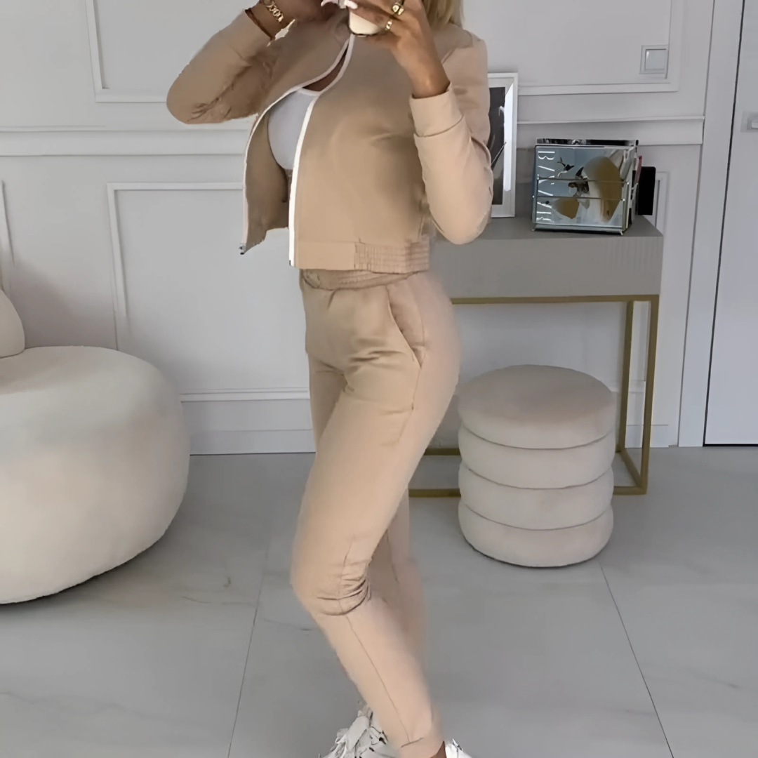 Icone™ OutfitSet: Jakke, Tanktop Og Bukser, Afslappet Sæt Til Kvinder