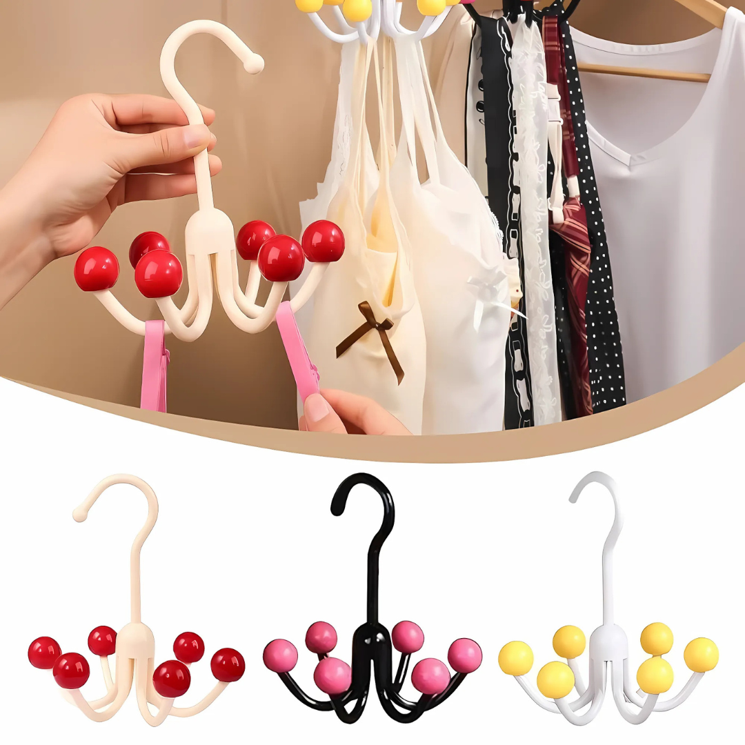 GlideHold® HangerHooks: 360° Drejelig 6 Klo Kroge Skabsorganizer Bøjle