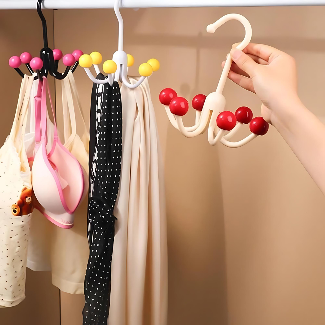 GlideHold® HangerHooks: 360° Drejelig 6 Klo Kroge Skabsorganizer Bøjle