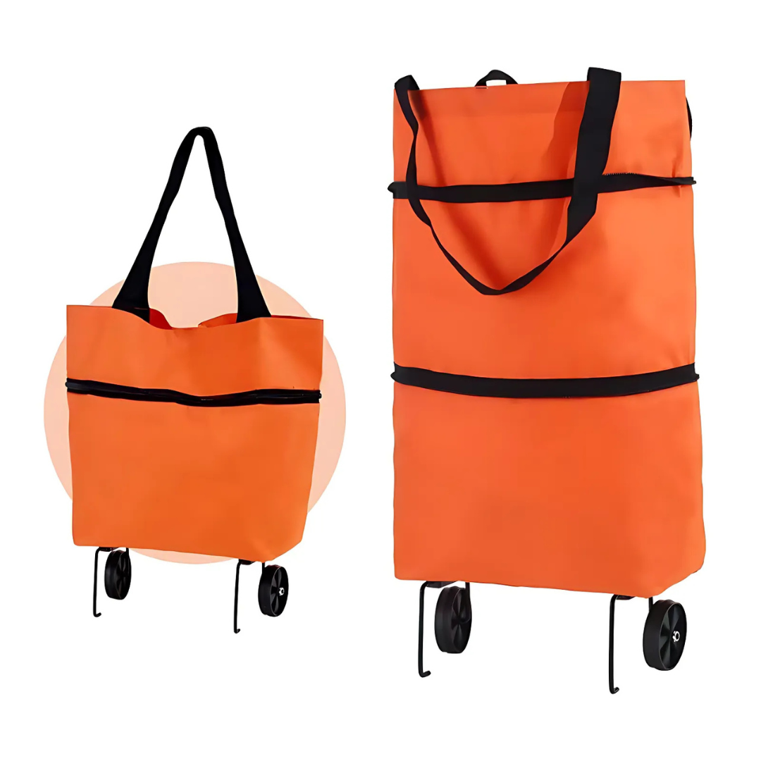 Icone™ GroceryBag 1+1 GRATIS: Stor Kapacitet Indkøbspose Med Foldbare Hjul