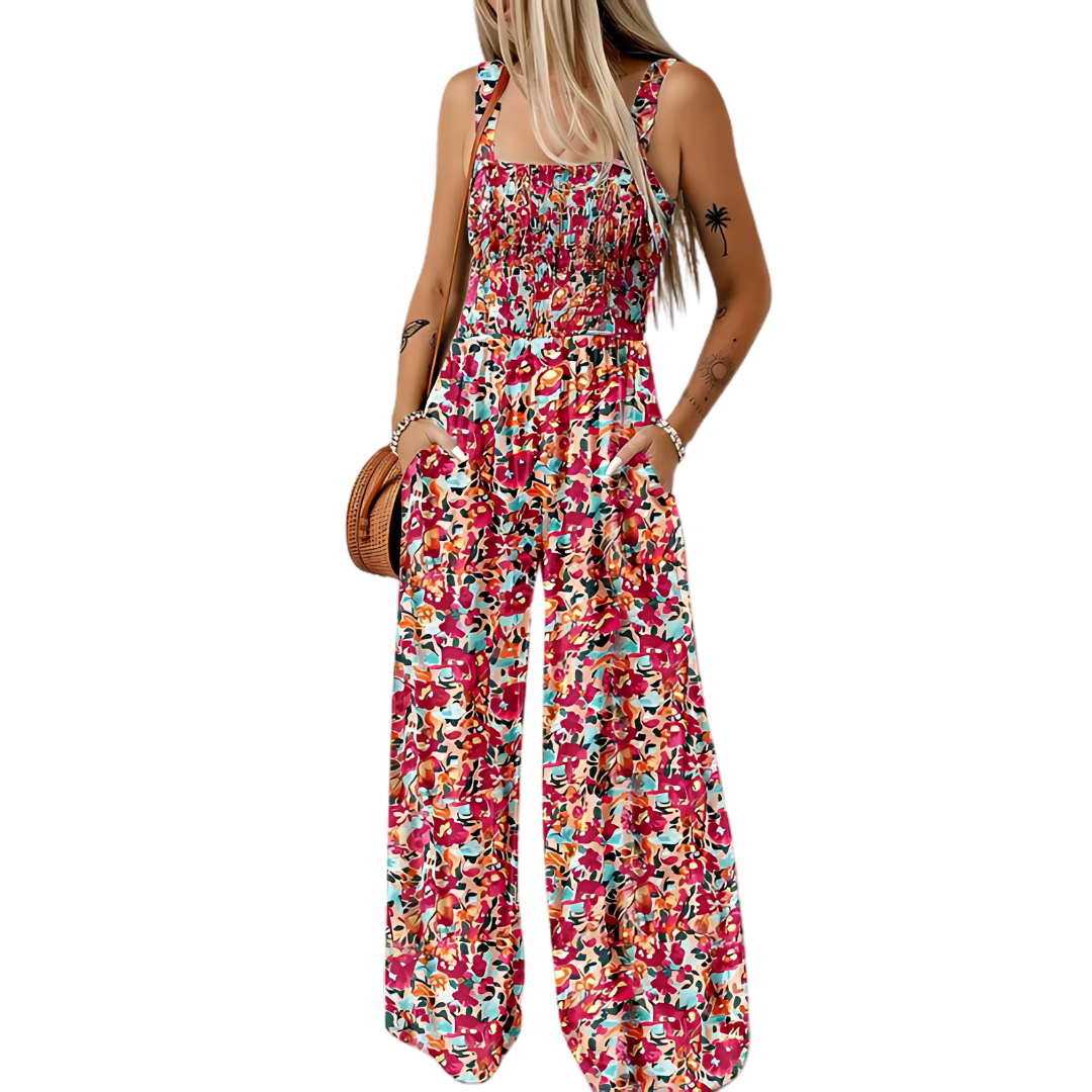 Icone™ PrintedJumpsuit: Fuld Længde Behagelig Afslappet Løs Printet Jumpsuit