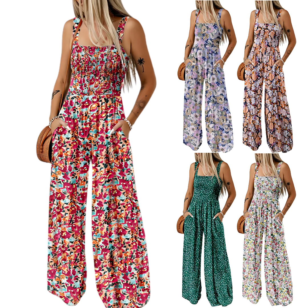Icone™ PrintedJumpsuit: Fuld Længde Behagelig Afslappet Løs Printet Jumpsuit
