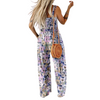 Icone™ PrintedJumpsuit: Fuld Længde Behagelig Afslappet Løs Printet Jumpsuit