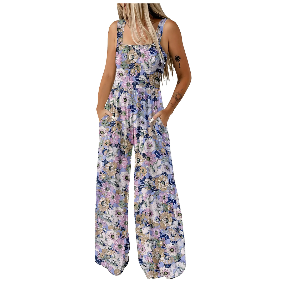 Icone™ PrintedJumpsuit: Fuld Længde Behagelig Afslappet Løs Printet Jumpsuit
